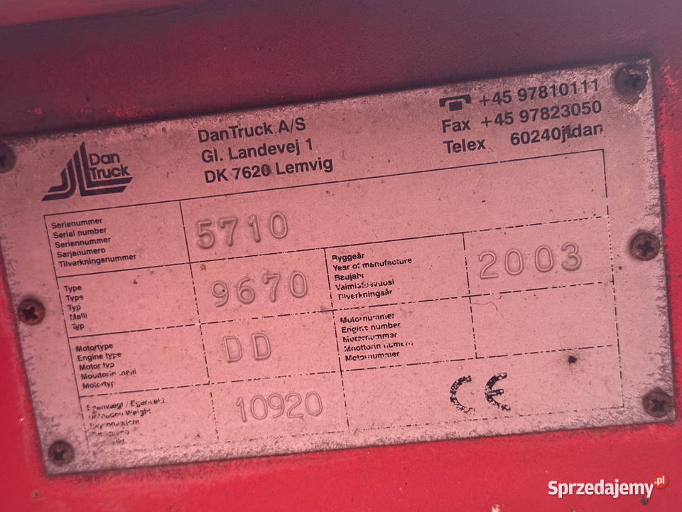 wózek widłowy DANTRUCK 9670DD 7000 udźwig silnik łódzkie Działoszyn