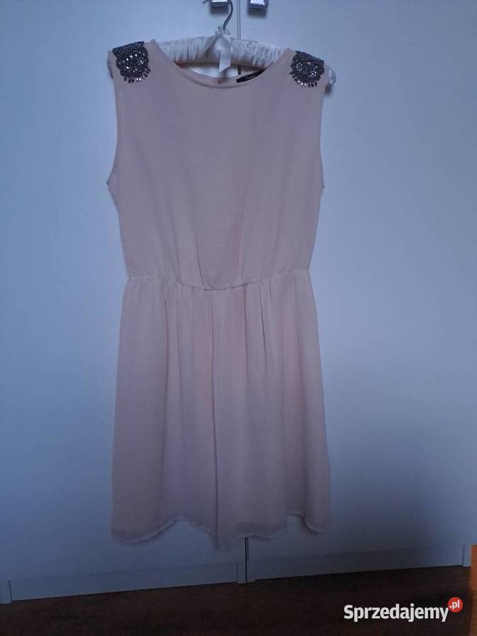 Zara zwiewna sukienka różowa z aplikacjami na Spódnice i sukienki sprzedam