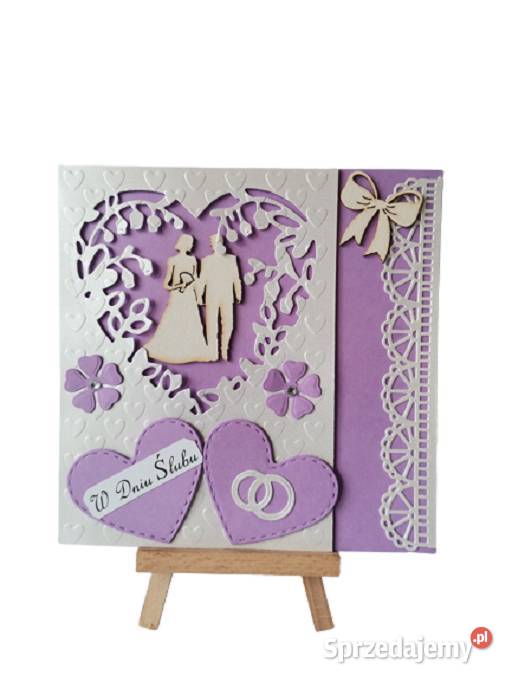 Kartki Pamiątka Ślub Para Młoda W Sercu Koronka Poznań sprzedam