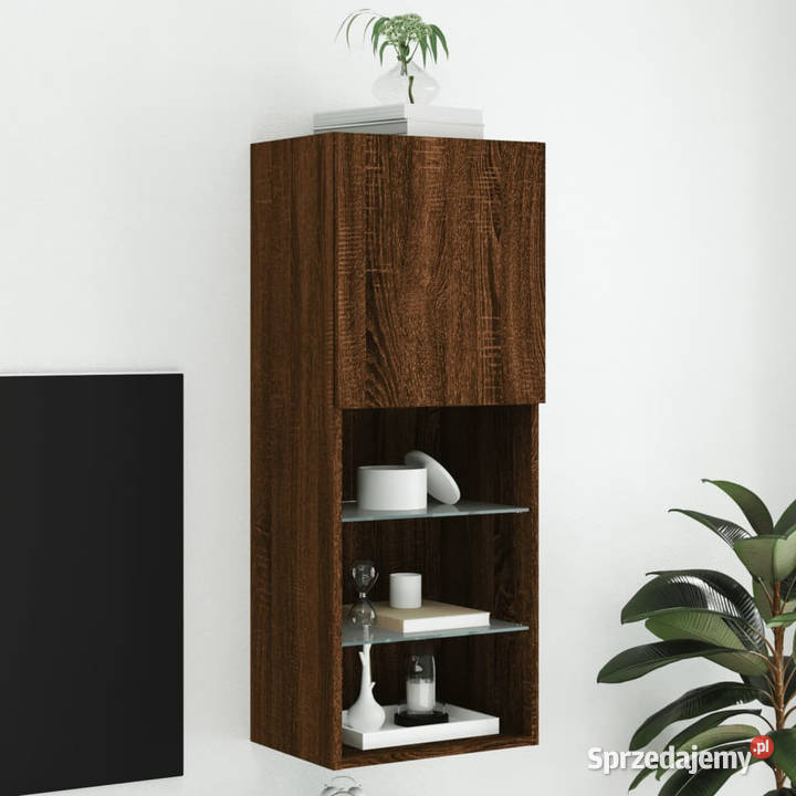 Szafka TV z LED brązowy dąb 405x30x102 WM837063 RTV Warszawa