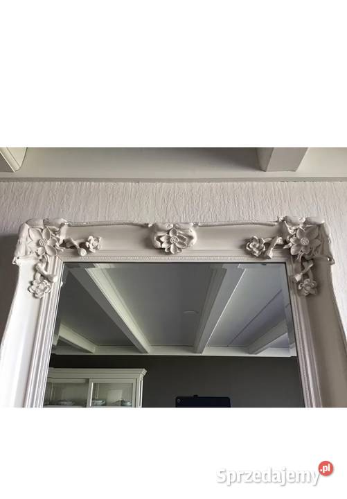 Piękne stylowe lustro biała drewniana rama Łódź