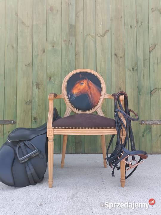 Fotel drewniany medalion