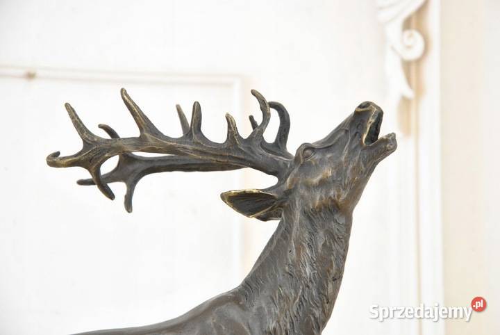 Ryczący Jeleń Figura Myśliwska Rzeźba z Brązu Kraków