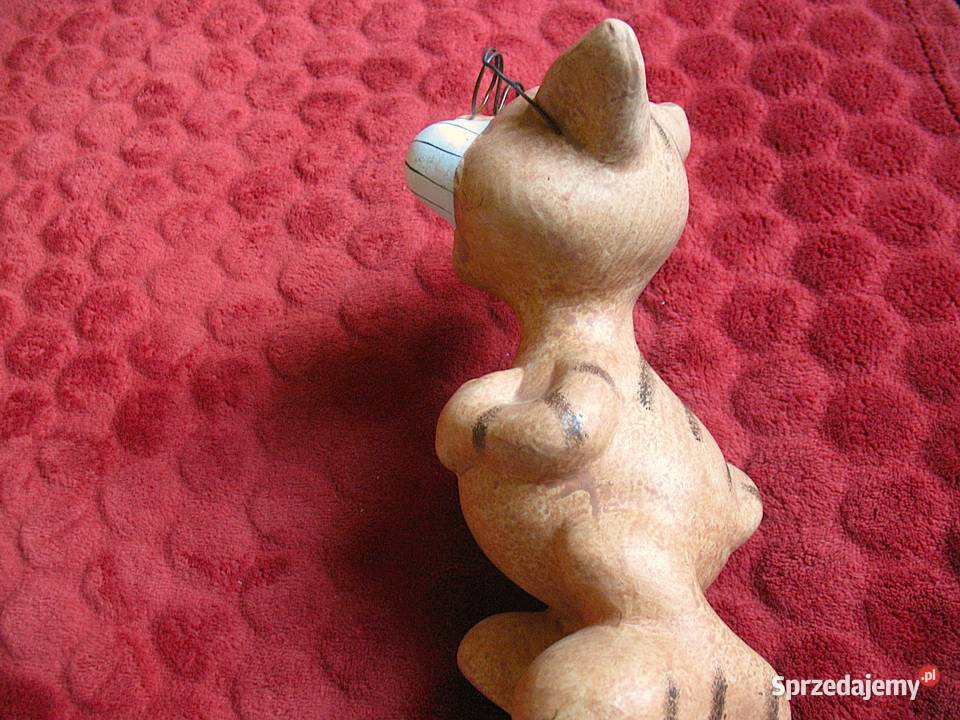 Kot ręczna robota kotek w okularach design B 21 brązowy Figurki i rzeźby