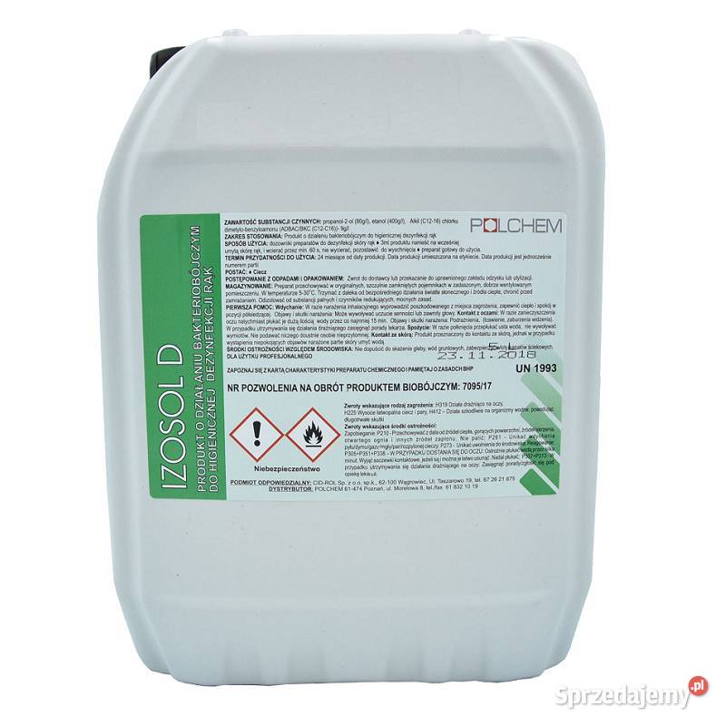 IZOSOL D 5 litrów /  faktura VAT płyn do dezynfekcji rąk