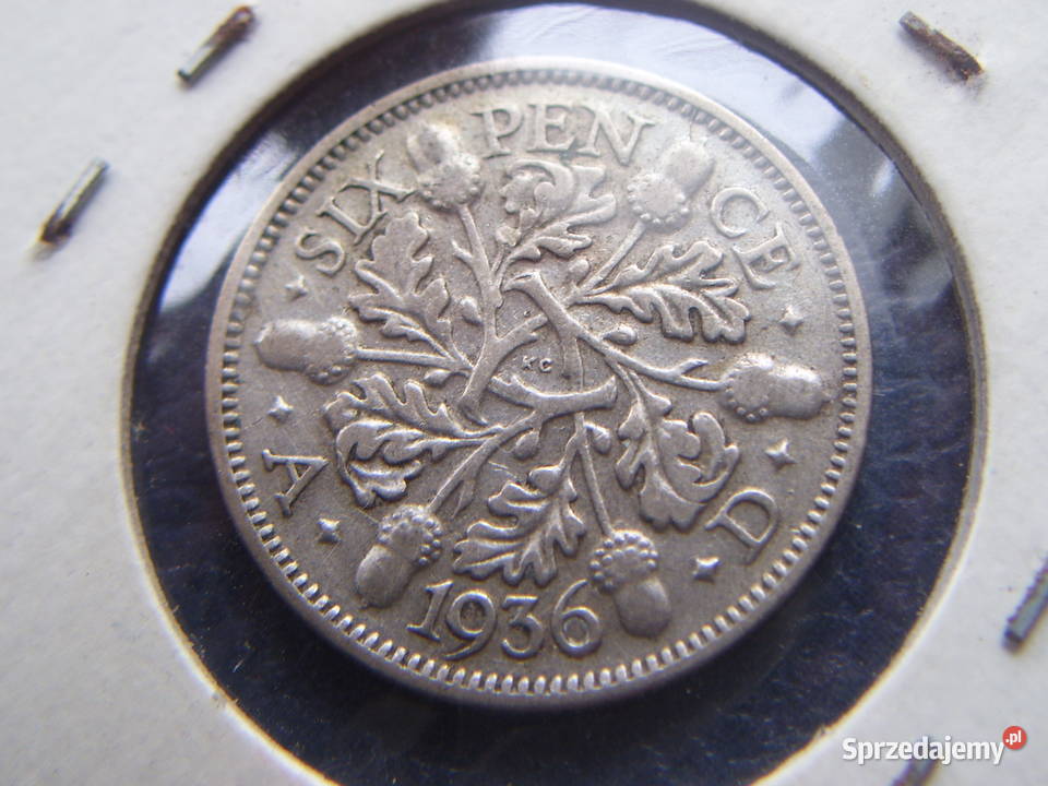 Stare monety 6 pens 1936 Anglia srebro Lesko