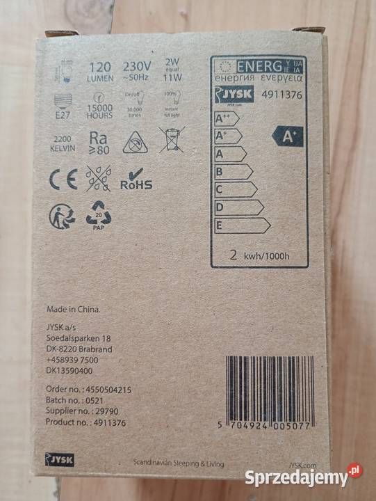 żarówka świetlówka LED metalszklana E27 JYSK 2W Szczecin sprzedam