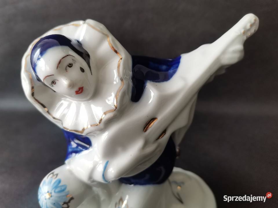 Stara figurka porcelanowa Pierrot Grajek Janina Porcelana i szkło Katowice sprzedam