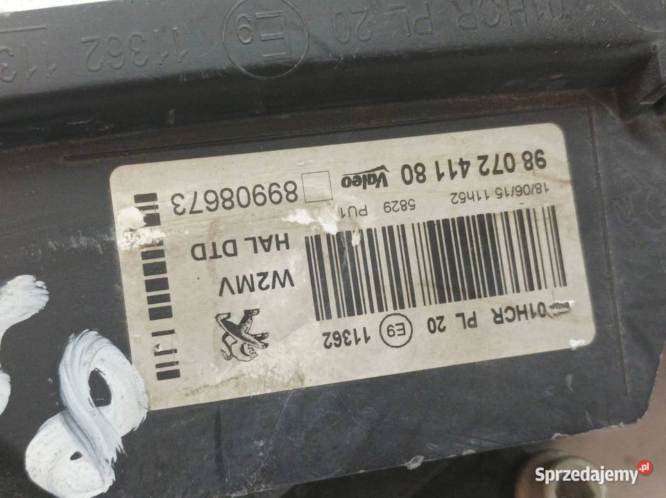 LAMPA PRZÓD PRAWA LIFT EUROPA 9807241180 Peugeot