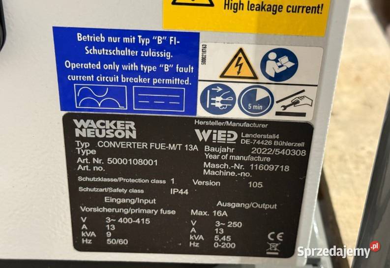 Wacker Neuson FUEMT 13A Przetwornica wysokiej świętokrzyskie Kielce sprzedam