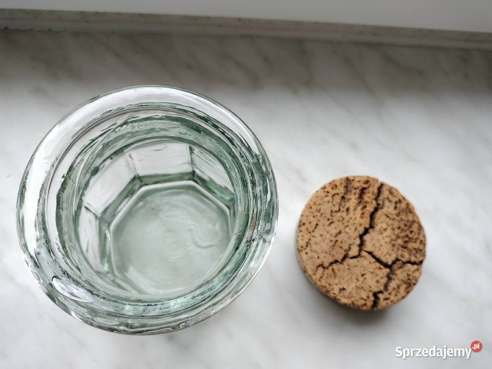 Gruby słoiczek z pokrywką korkową vintage zachodniopomorskie Choszczno