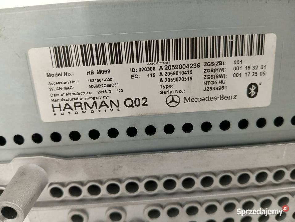 RADIONAWIGACJA A2059004236 MercedesBenz Cklasa Nawigacje fabryczne