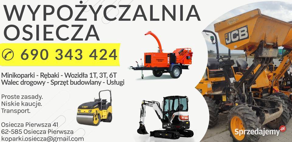 KONIN WYNAJEM MINIKOPARKA RĘBAK WOZIDŁO WALEC NA wielkopolskie