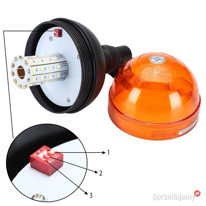 Lampa ostrzegawcza LED montowana na trzpień Budziszewice