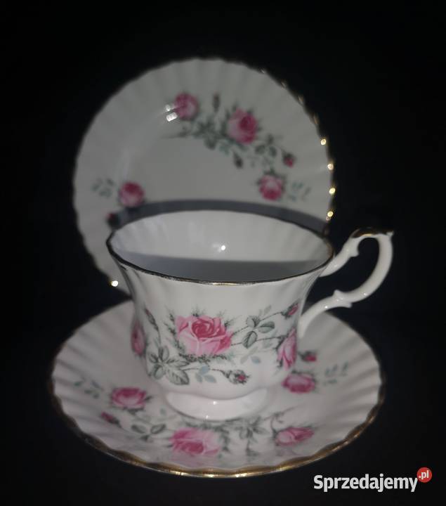 Filiżanka z talerzykiem deserowym roze Anglia Gdańsk