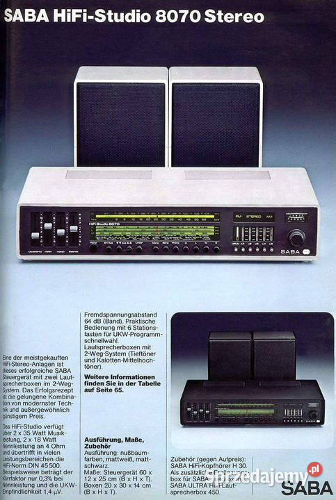 SABA HiFi Studio 8070 zestaw kolumny 35 K