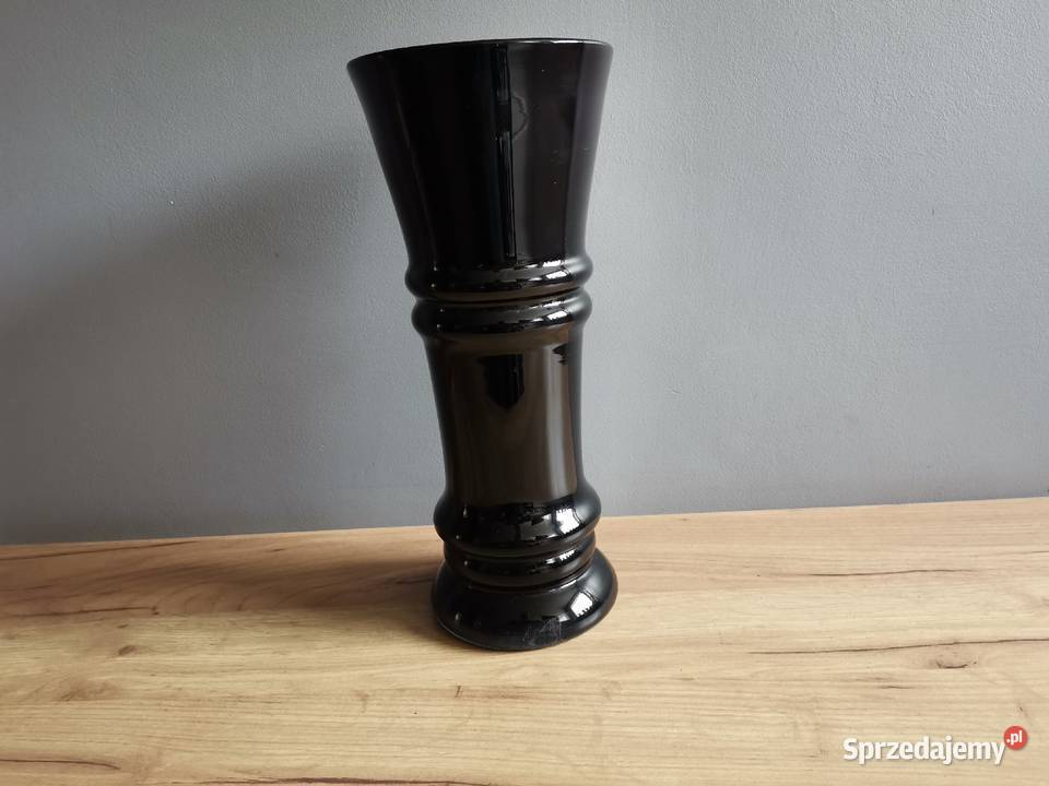 Stary duży wazon czarne szkło PRL huta Tarnowiec Porcelana i szkło śląskie Siemianowice Śląskie sprzedam