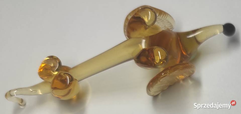 Szklany jamnik pies ze szkła bursztynowy szkło sprzedam