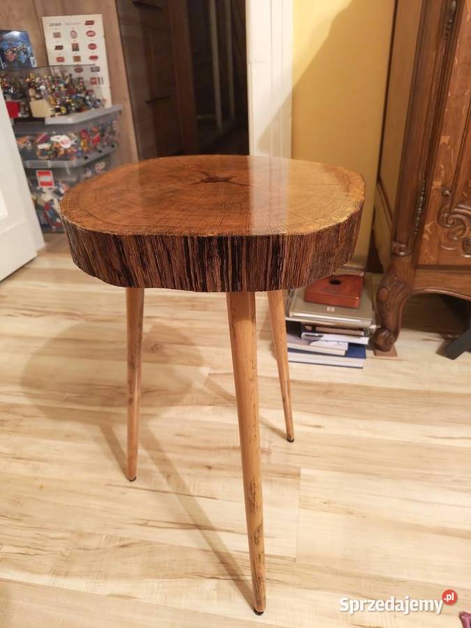 Stolik dębowy mały lakier 37cm Łódź