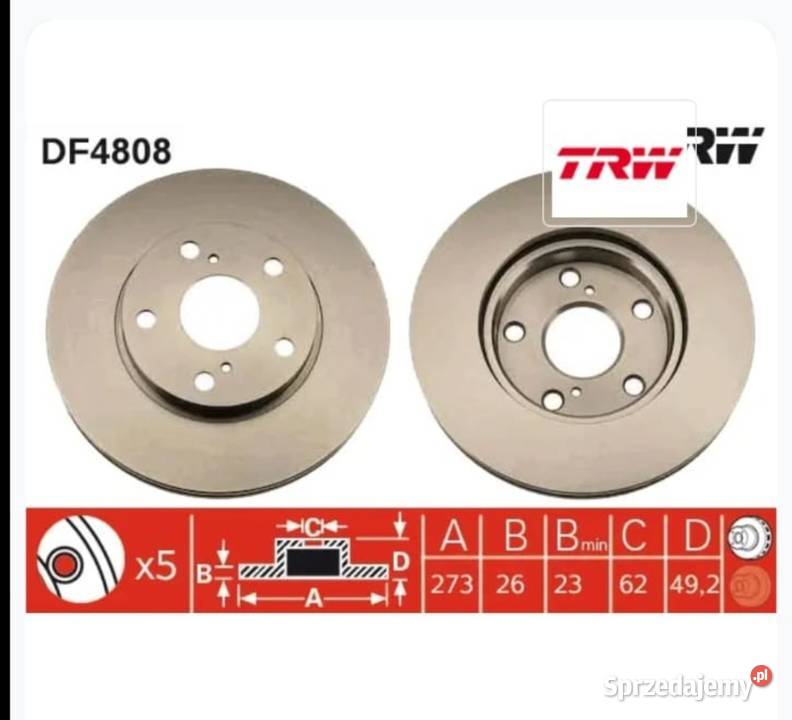 Tarcze klocki TRW przód toyota DF4808 GDB3481 Józefów sprzedam