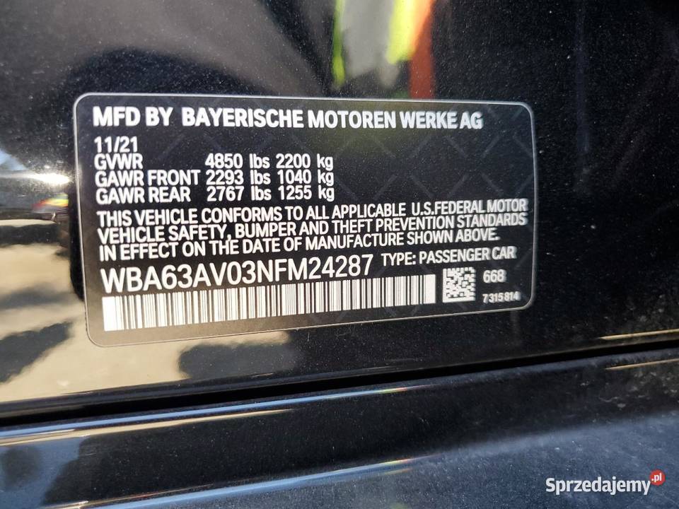 2021 BMW 430I GRAN COUPE do sprowadzenia Seria 4 Częstochowa