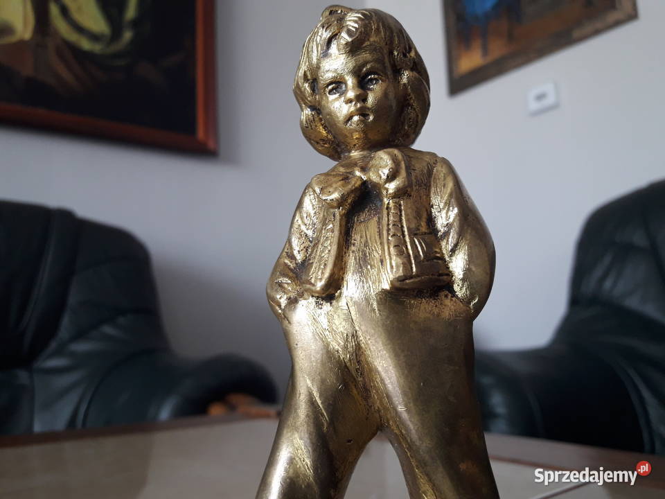 Figurka z brązu złoconego Cest Moi XIX w Janów Lubelski