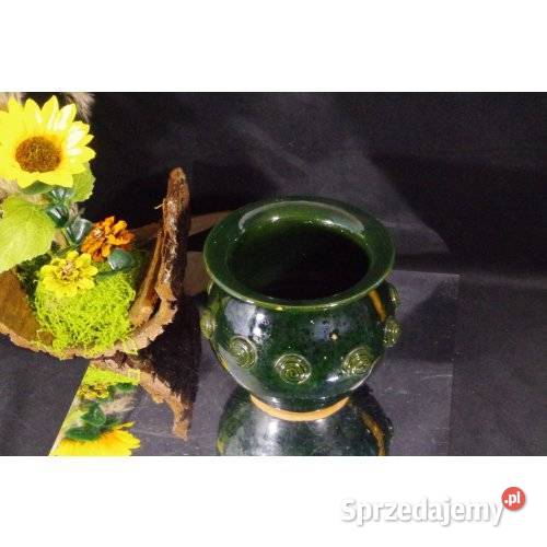 Ceramiczna donica osłonka zielona ręcznie