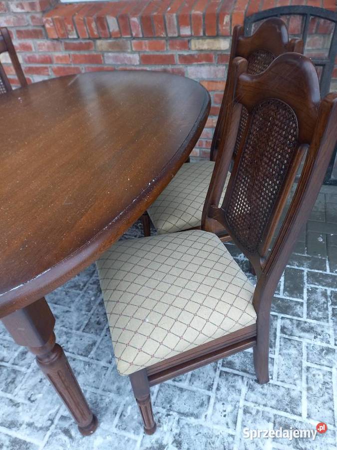 Stół dębowy owalny masywny holenderski 4 krzesła Meble Gawroniec