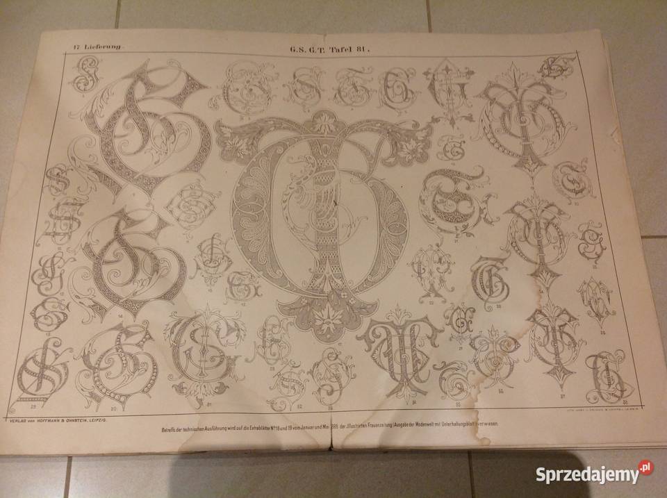 Stare Niemieckie Arkusze z Czcionkami z 1888 lubuskie sprzedam