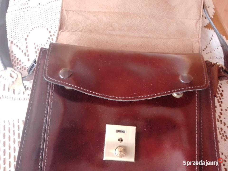 Piękna skórzana raportówka na zatrzask z śląskie Sosnowiec