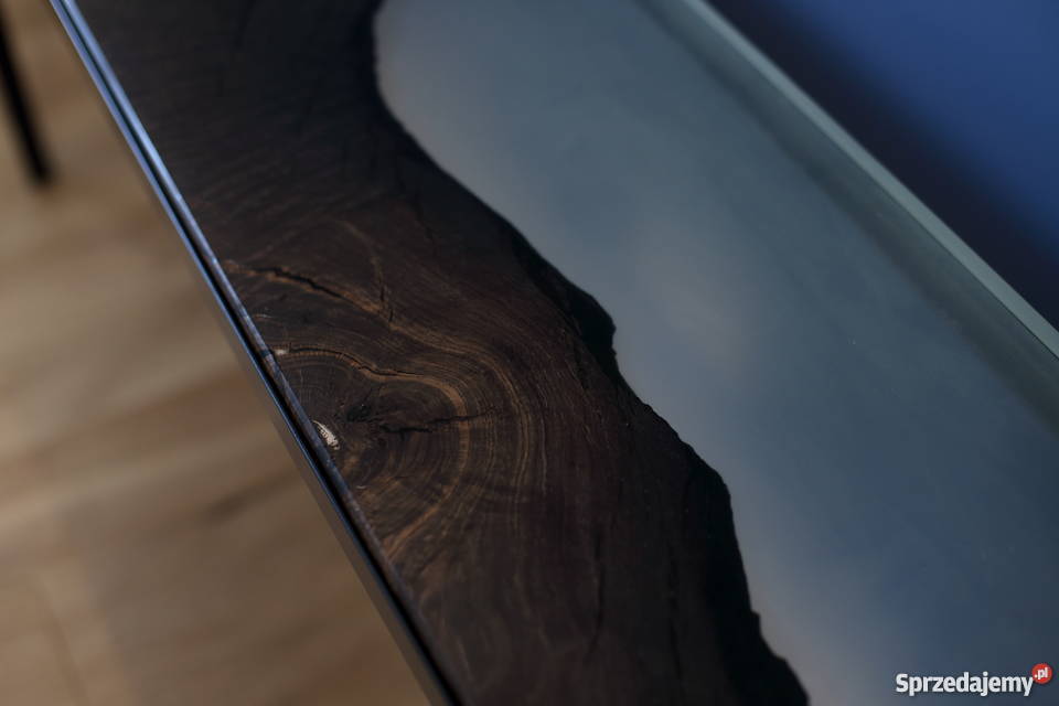 Konsola czarny dąb stół bezbarwna żywica epoksyd