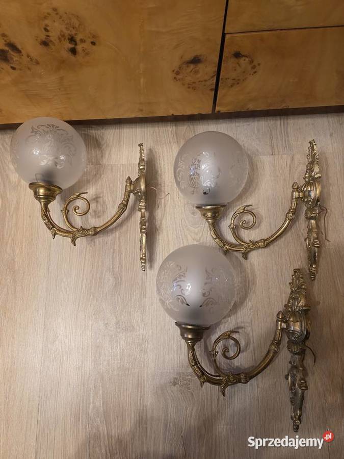 Żyrandol z mosiądzu 5 kloszy 3 kinkiety Bydgoszcz sprzedam