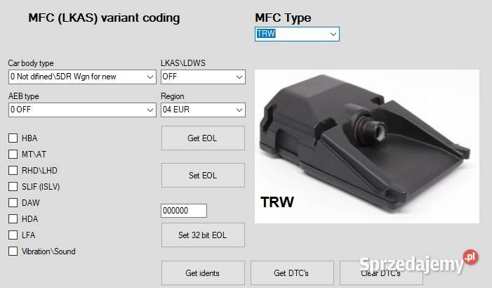 Sensor MFC Mando LKAS LDWS Hyundai Kia Kodowanie