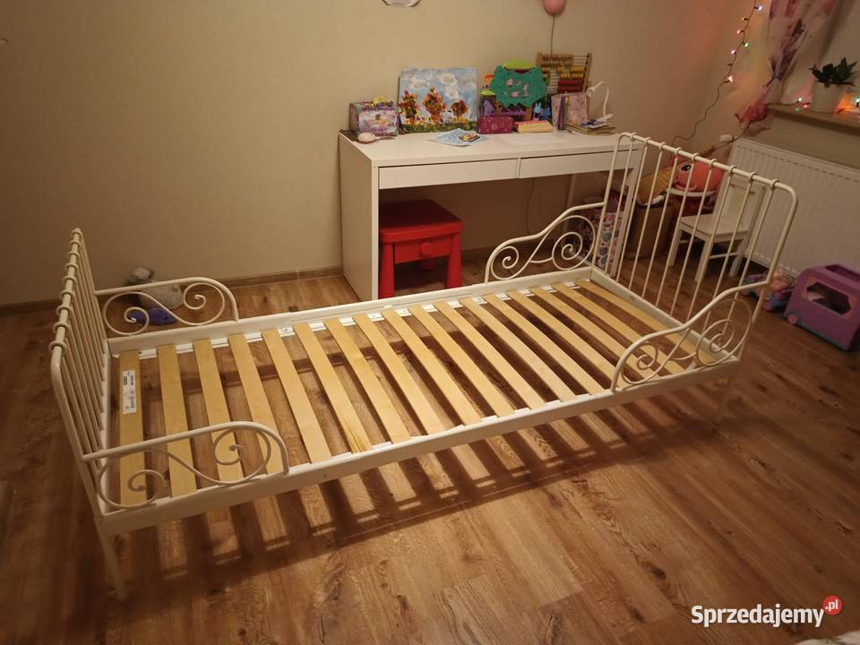 Łóżko dziecięce IKEA białe metalowe rozkładane Lipowica