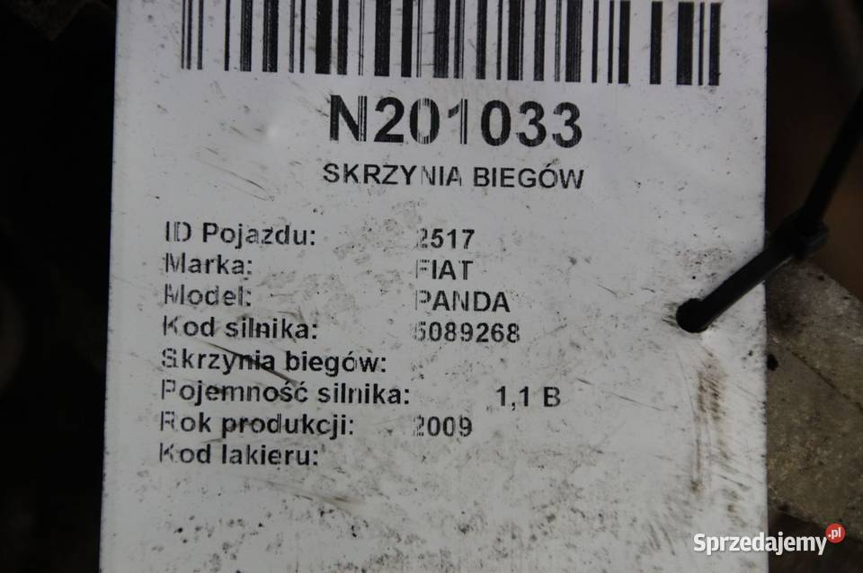 SKRZYNIA BIEGÓW FIAT PANDA 2793134125 Pozostałe Lipno sprzedam