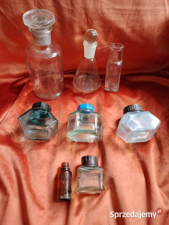 Stare butelki kałamarze prl zestaw Porcelana i szkło Choszczno