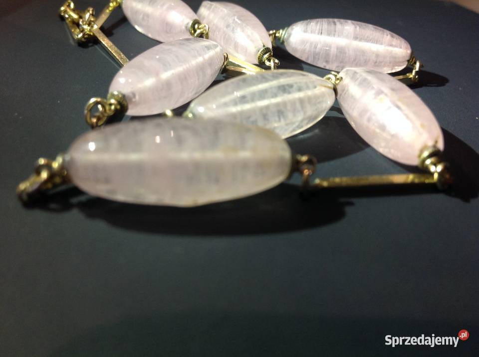 Vintage Naszyjnik Pozłacany Damski Różowy Kwarc Nowa Sól