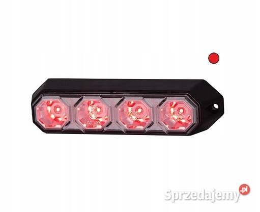 LAMPA OSTRZEGAWCZA STROBOSKOP 4 BŁYSKI CZERWONA Oświetlenie sprzedam