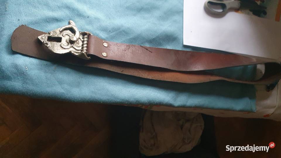 Pasek skórzany ozdobny antyk vintage stroju