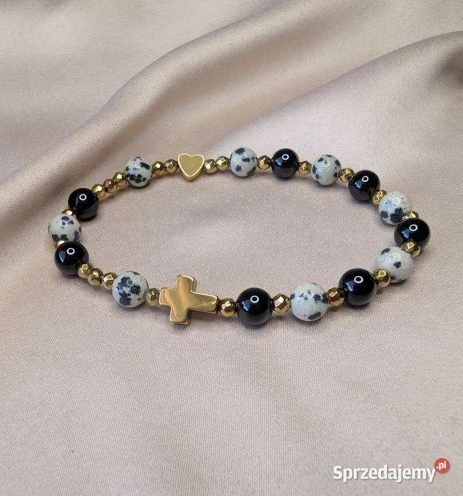 Bransoletka różaniec kamienie jaspis dalmatyński kujawsko-pomorskie Bydgoszcz
