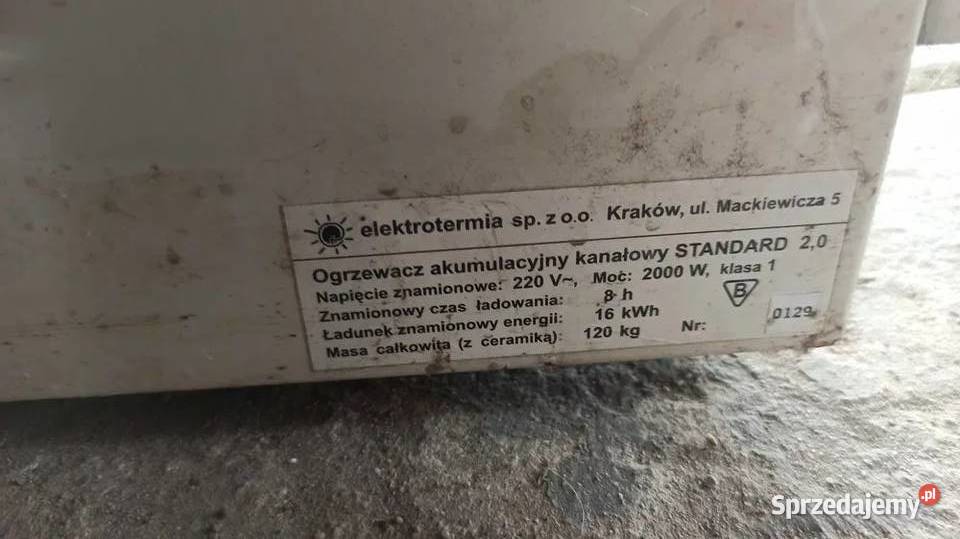 Piec akumulacyjny 220V Elektrotermia 2000W 16kWh Ropczyce