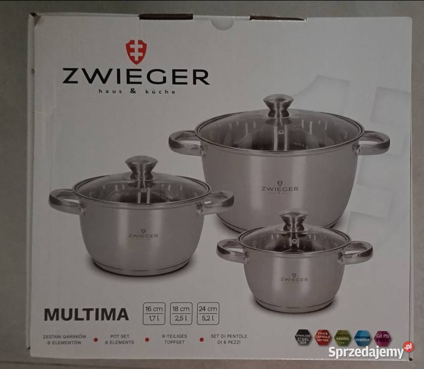 Zestaw garnków Zwieger Multima 6 elementów nowy Garnki i szybkowary Ełk