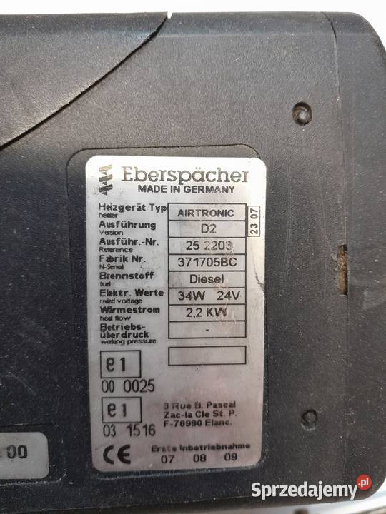Iveco Stralis WEBASTO EBERSPACHER AIRTRONIC D2 ogrzewanie postojowe pomorskie Mojusz