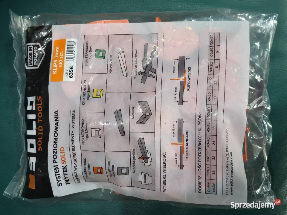 SYSTEM POZIOMOWANIA PŁYTEK SOLID KLIPSY 1 mm 100 Opoczno
