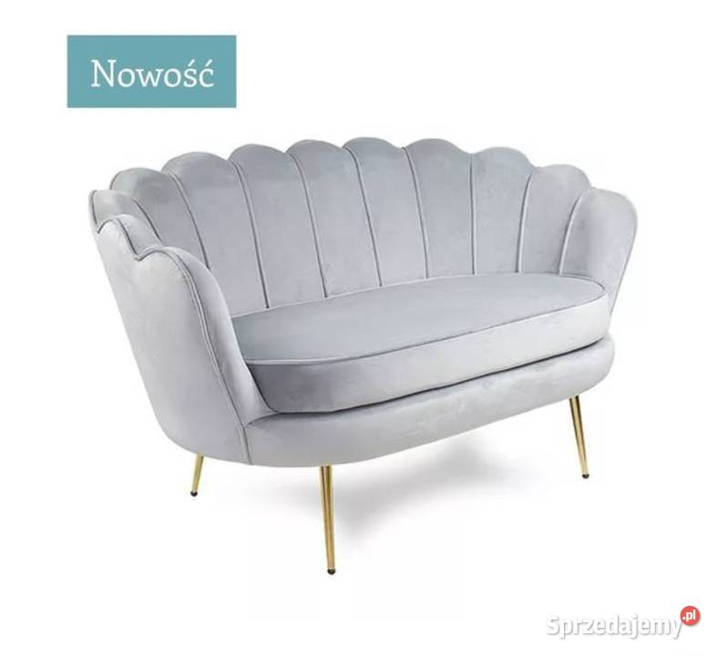 Szara sofa w kształcie muszli  Glamour Darmowa dostawa