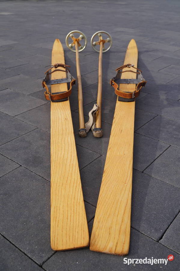 Stare narty jesionowe 155 kijki w komplecie Pruchnik