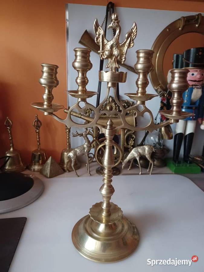 Piękny świecznik mosiężny Księstwo Warszawskie Poznań