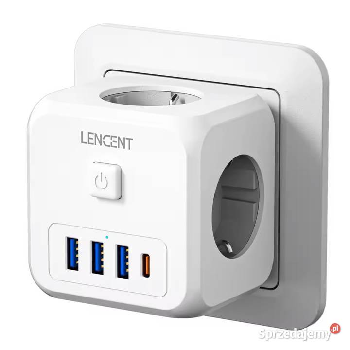 Wtyczka Ścienna LENCENT 7w1 3 Gniazda AC 3 USB Rzeszów