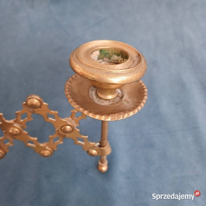 Stary mosiężny świecznik nożycowy Warszawa