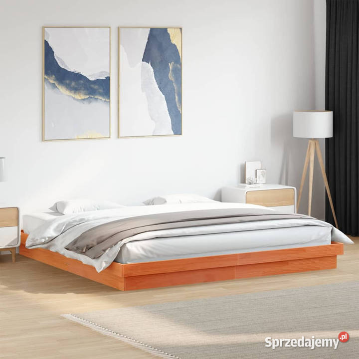 Rama łóżka z LED woskowy brąz lite drewno 204cm Łóżka Warszawa